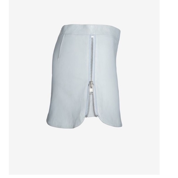 Intermix Light Gray/Blue Leather Skirt with Side Zippers Size Small - Picture 3 of 8